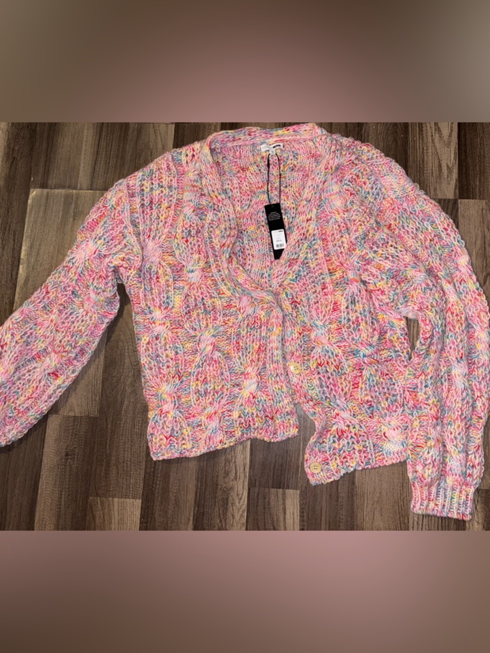 Multicolor Cable Knit V-Neck Women's Sweater Cardigan